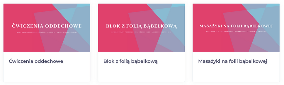 Program kursu animacji przedszkolnej i żłobkowej bloki tematyczne, działy