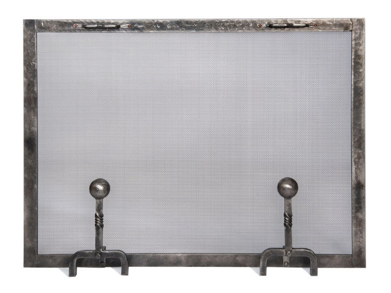 Thumbnail: Fireplace Screen and Matching Toolset, Forged Iron Balls