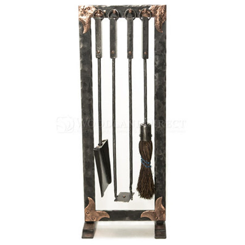 Thumbnail: Fireplace Screen Hand Forged with Copper Corner Details