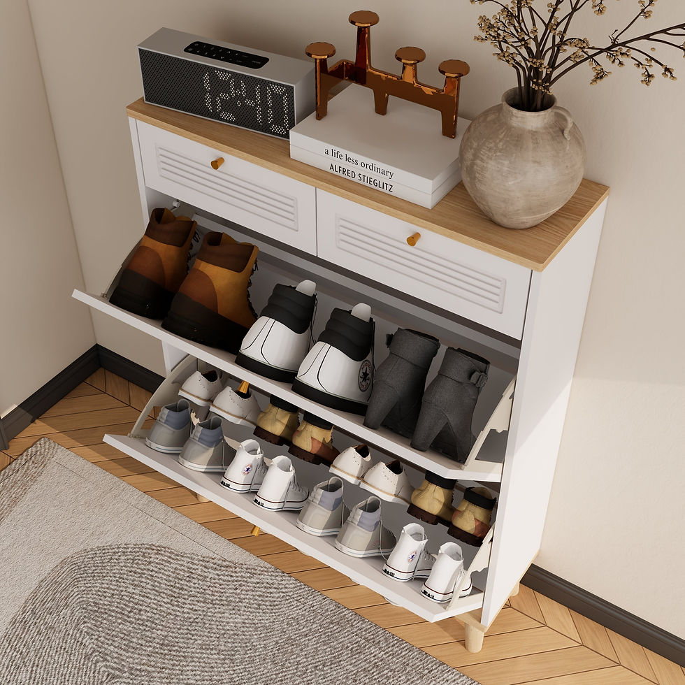 Thumbnail: Shoe Cabinet With 2 Flip-Up Doors and 2 Drawers