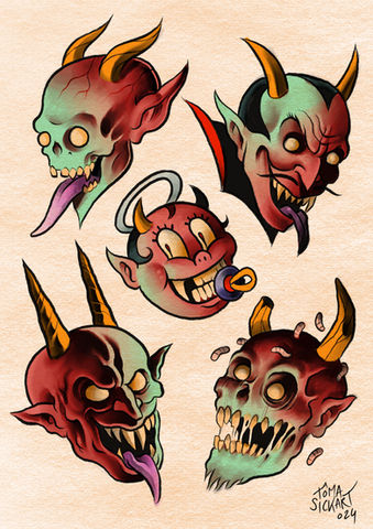 Tôma Sickart Tattoos, Diables Devil, flash