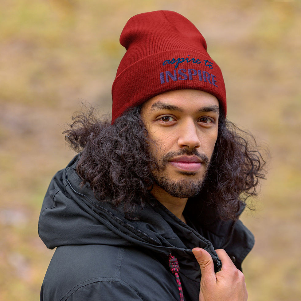 Thumbnail: Aspire to Inspire embroidered cuffed beanie