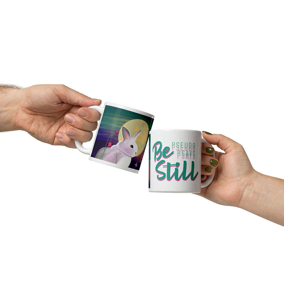 Be Still Rabbit Moon mug