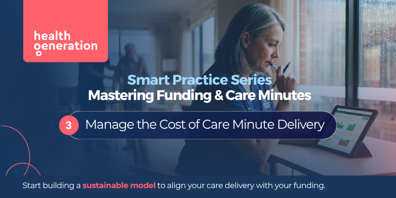 Aged care manager looking at papers.