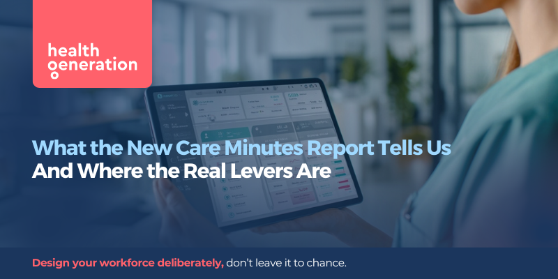Female nurse holding a tablet with a digital calendar displaying colour-coded RN and EN shifts in a healthcare environment.