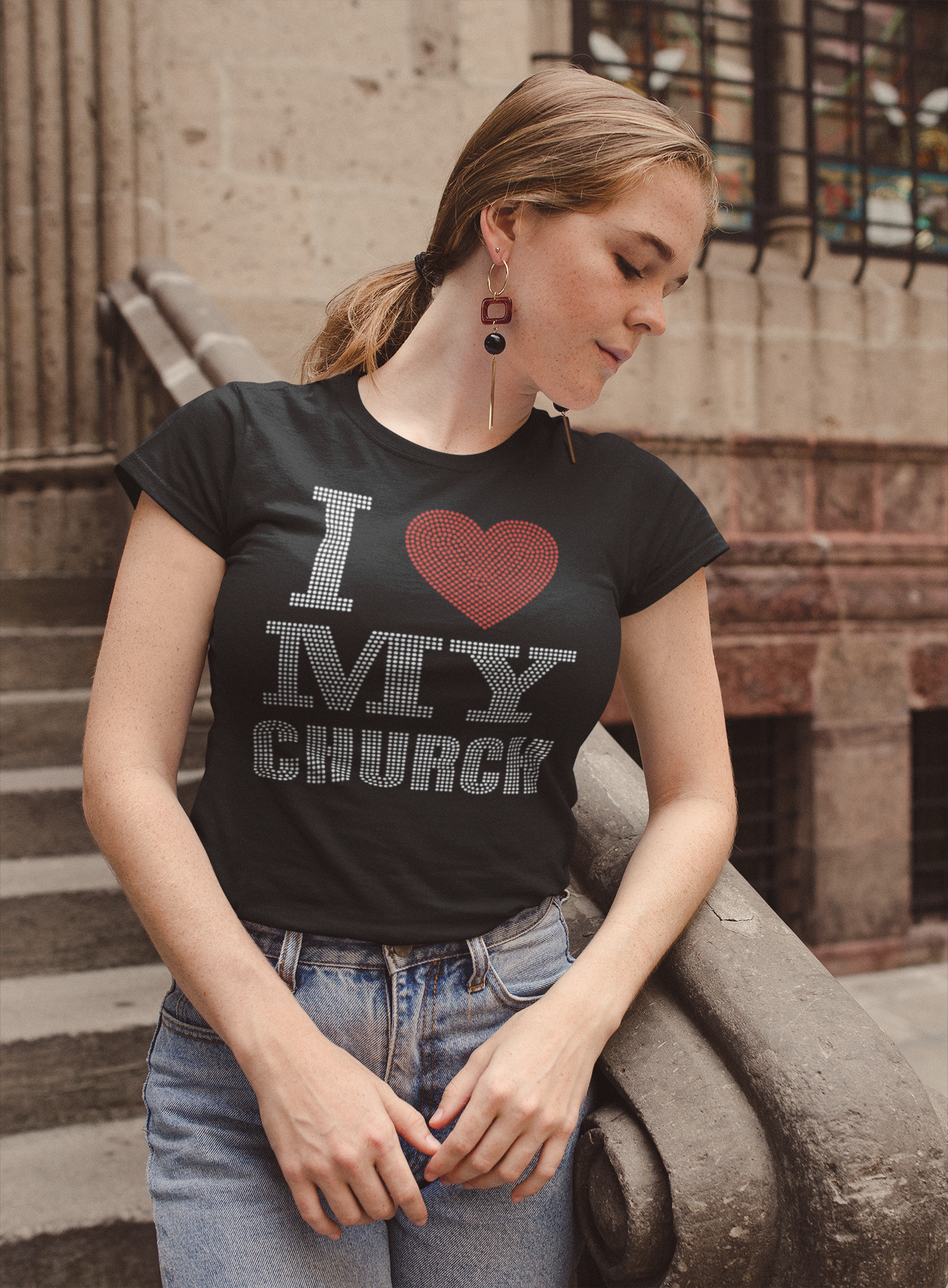 I Love My Church Rhinestone T-shirt