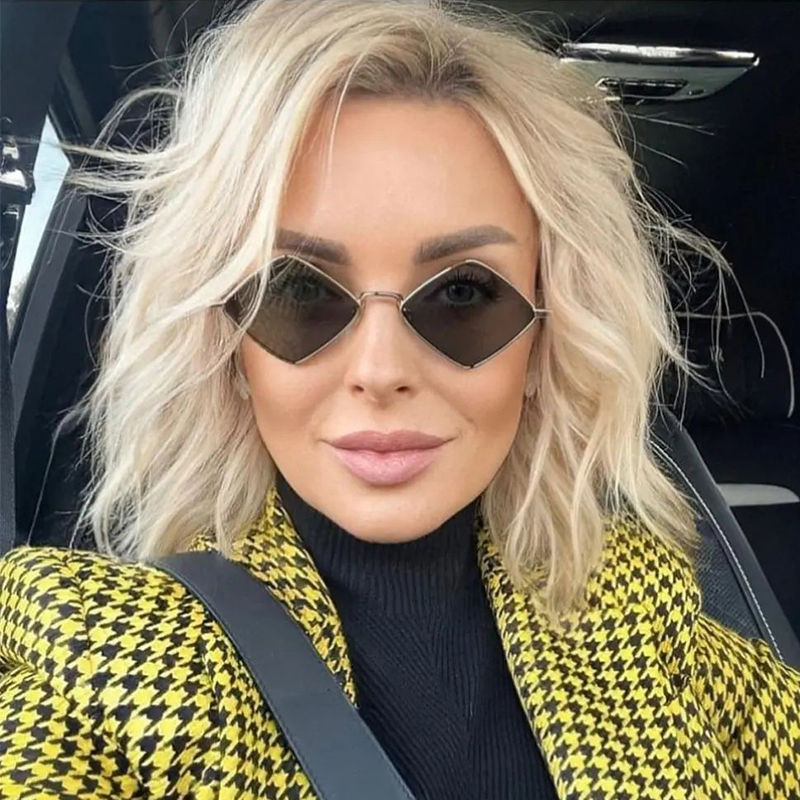 Thumbnail: Hipster Polygon Women Sunglasses Irregular Vintage Small Frame Rhombus Ladies Su
