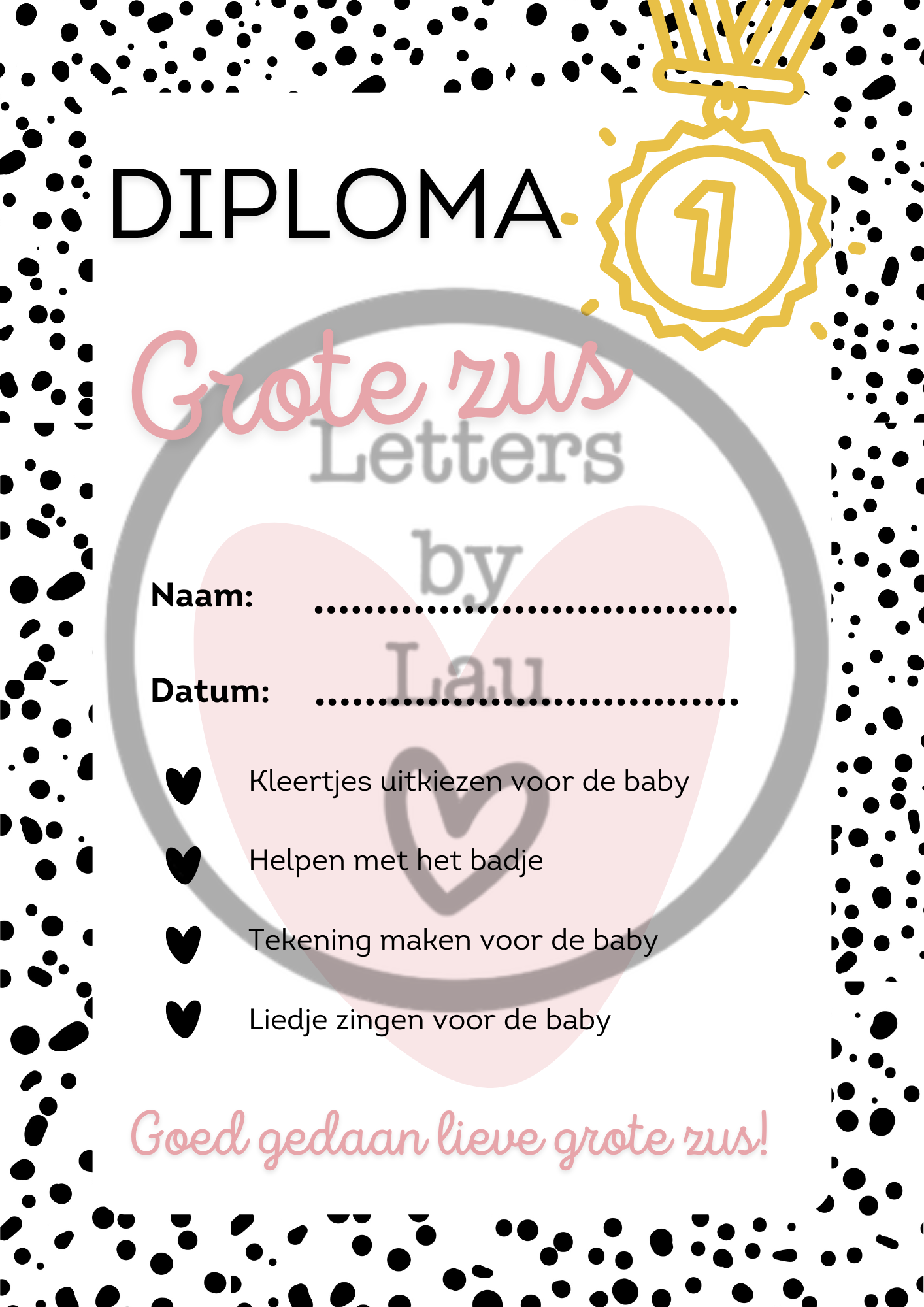 Diploma newborn - Grote zus [digitaal]