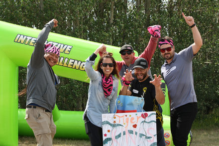 teams enjoying Olympic team building interactive games