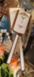 Thumbnail: Enamel Vanity Set / Hand Mirror and Brush