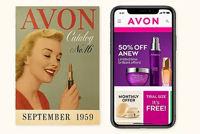 vintage avon brochure and modern avon app