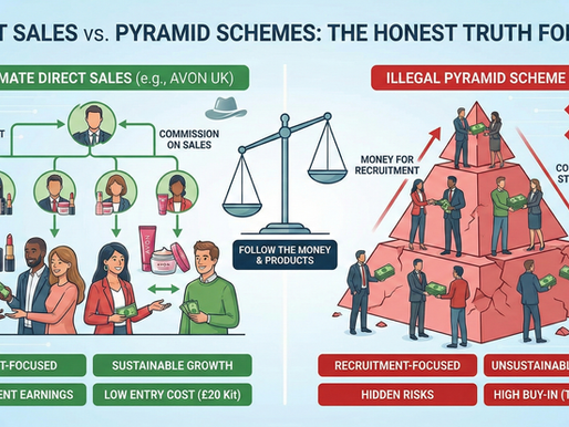 Comparison chart of direct sales versus Pyramid schemes