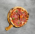 Spicy salami pizza, restaurant Vandnis, Palanga