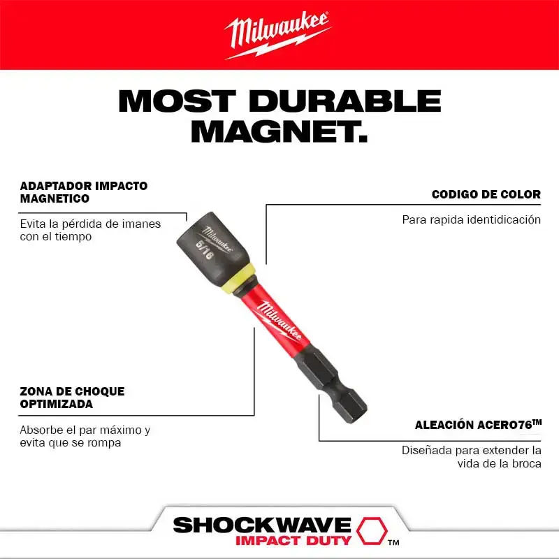 Miniatura: 49-66-4733
Aprietatuercas magnético SHOCKWAVE™ de 5/16" x 2-9/16