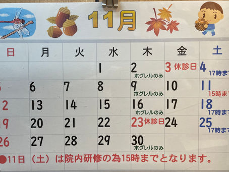11月の営業のお知らせ