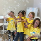 campers playing with bubbles
