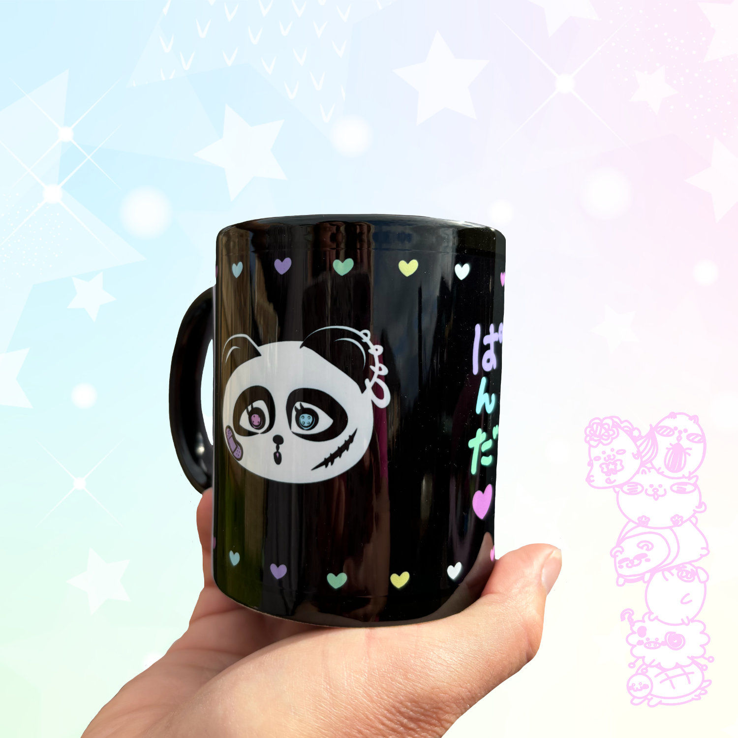 Dark Kawaii Black Scar Panda Coffee, Tea time Mug