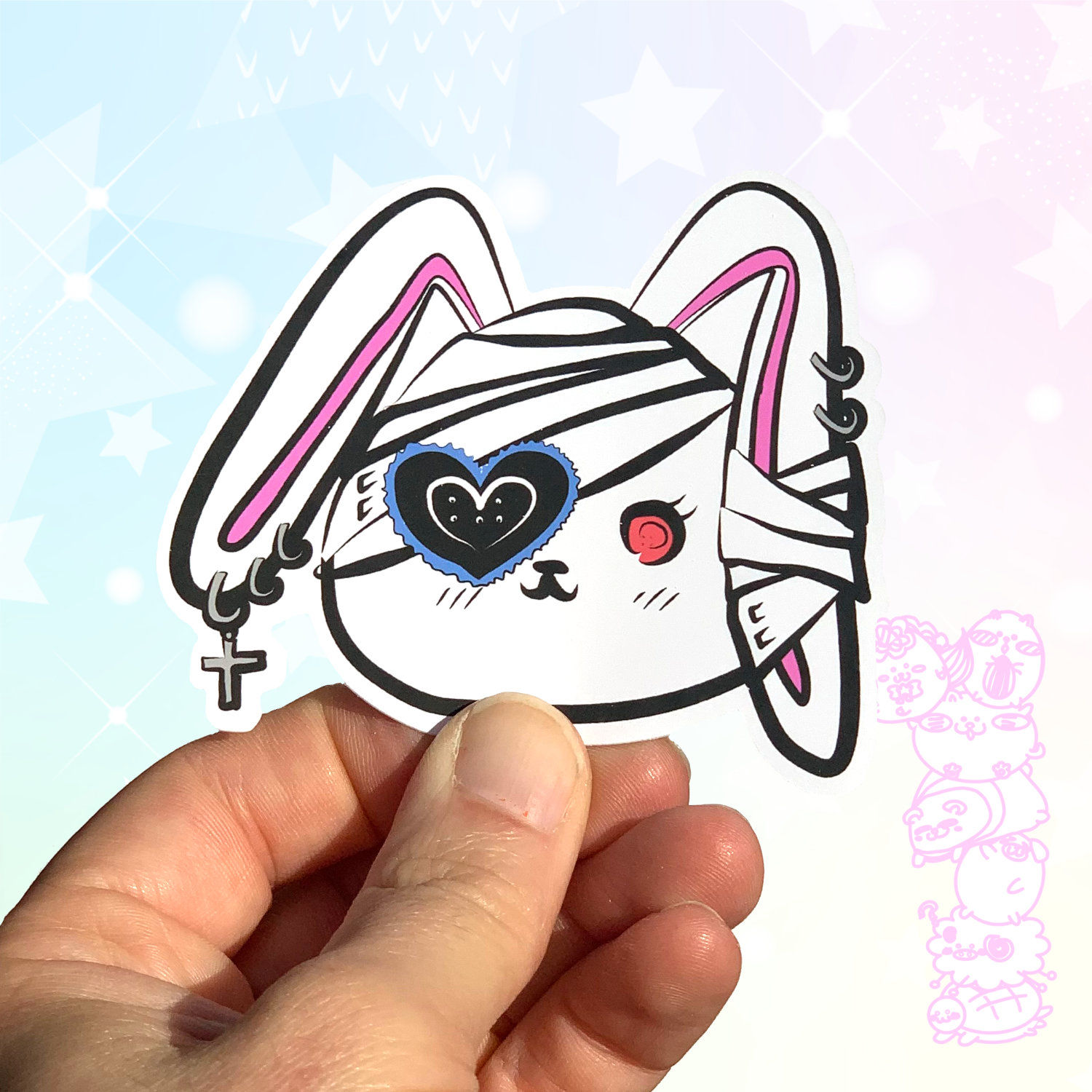 Punk Rabbit Head Star Vinyl Sticker