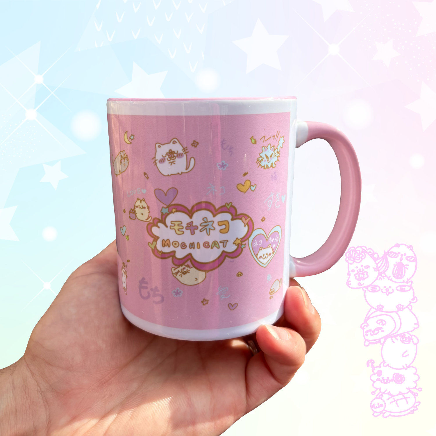 Kawaii Playful Mochi Cats Pink Coffee, Tea time Mug