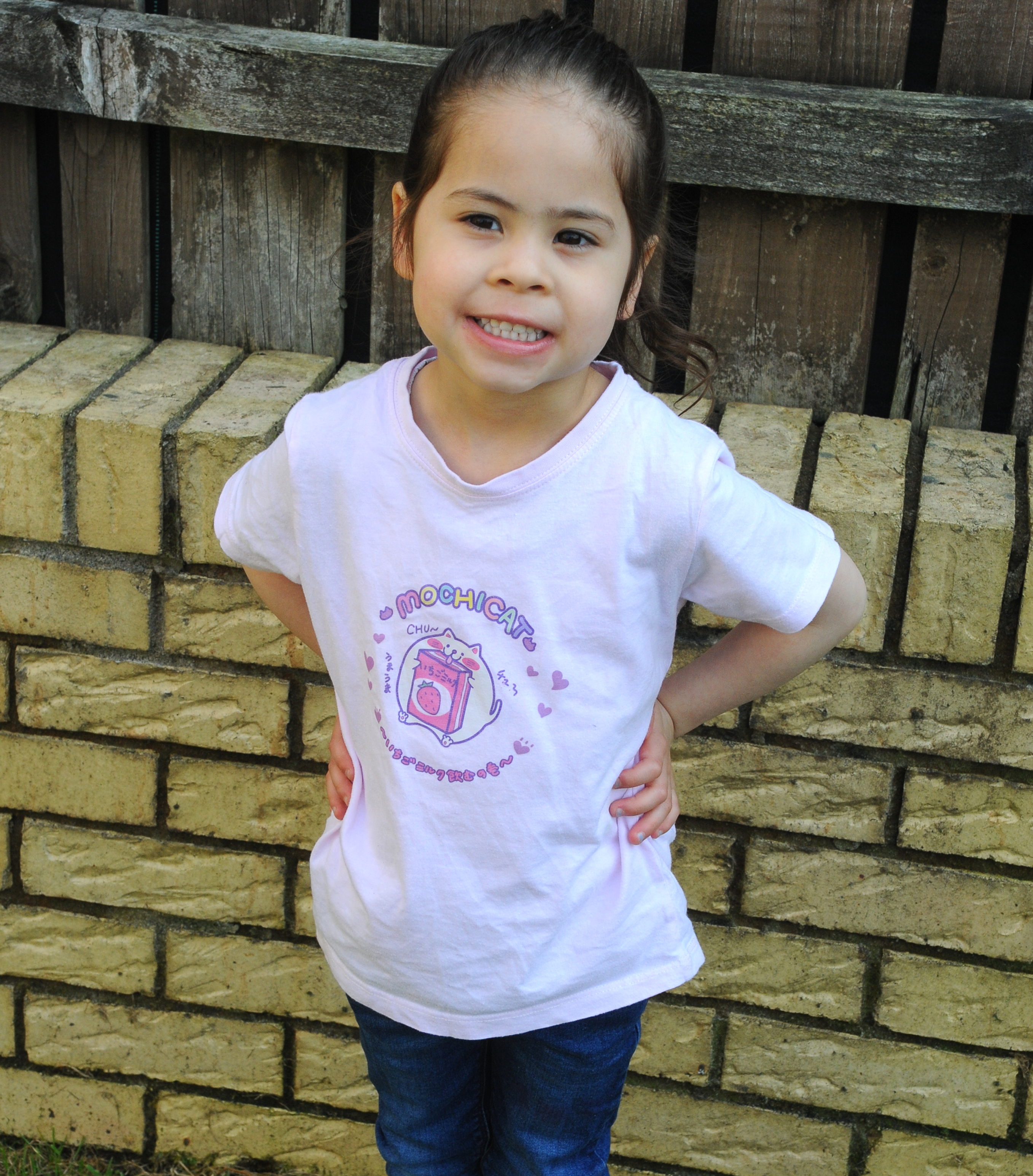 Kids Kawaii Mochi Cat Pink T-Shirt