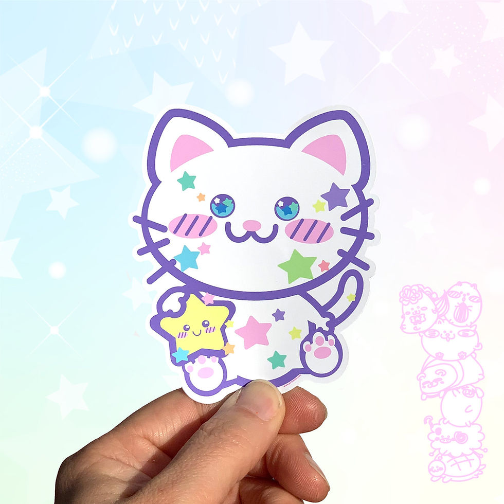 Piri Cat and Hoshi Star Vinyl Sticker