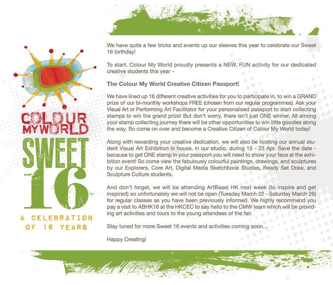 Happy Sweet Sixteen, Colour My World!