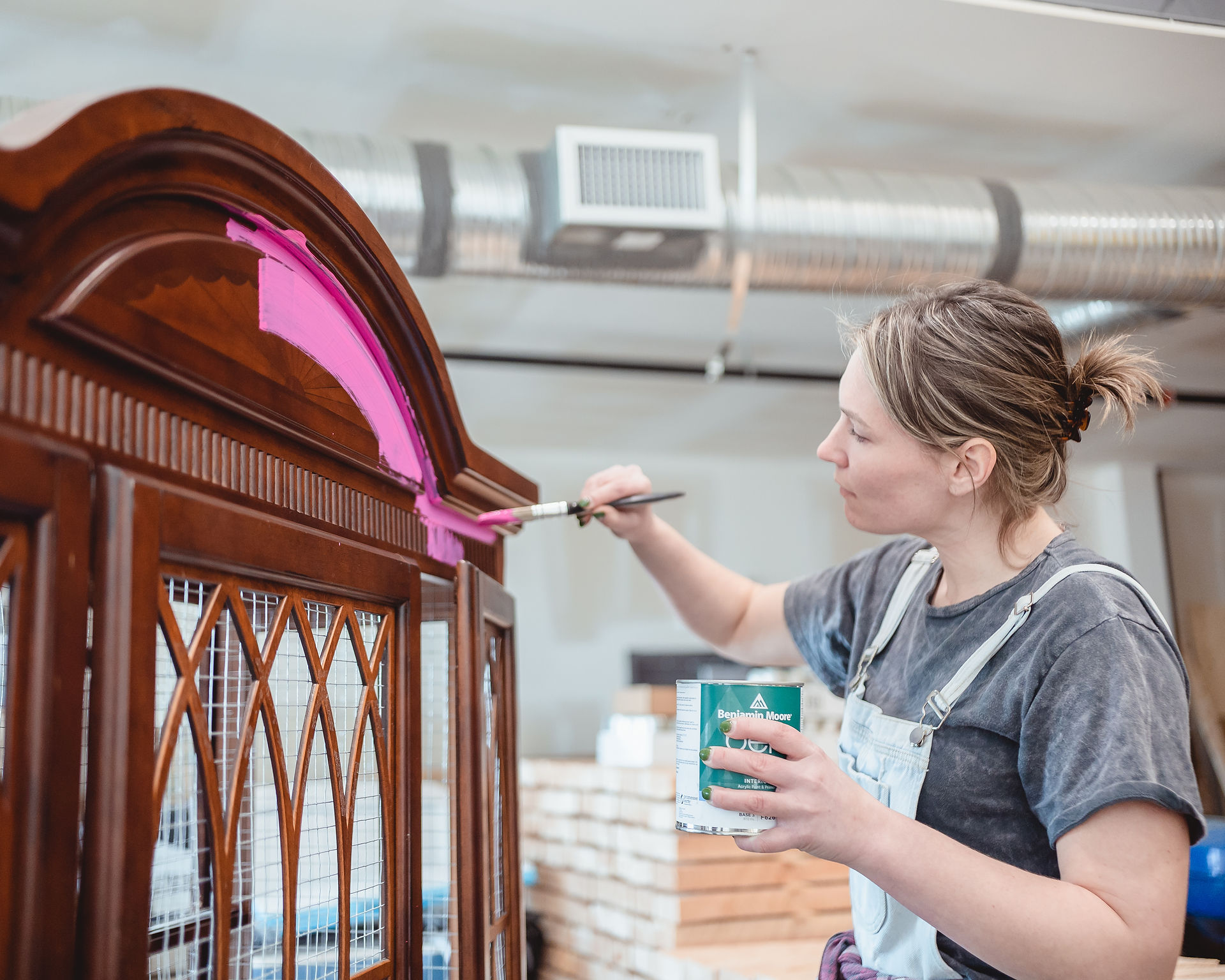 painting furniture bright pink