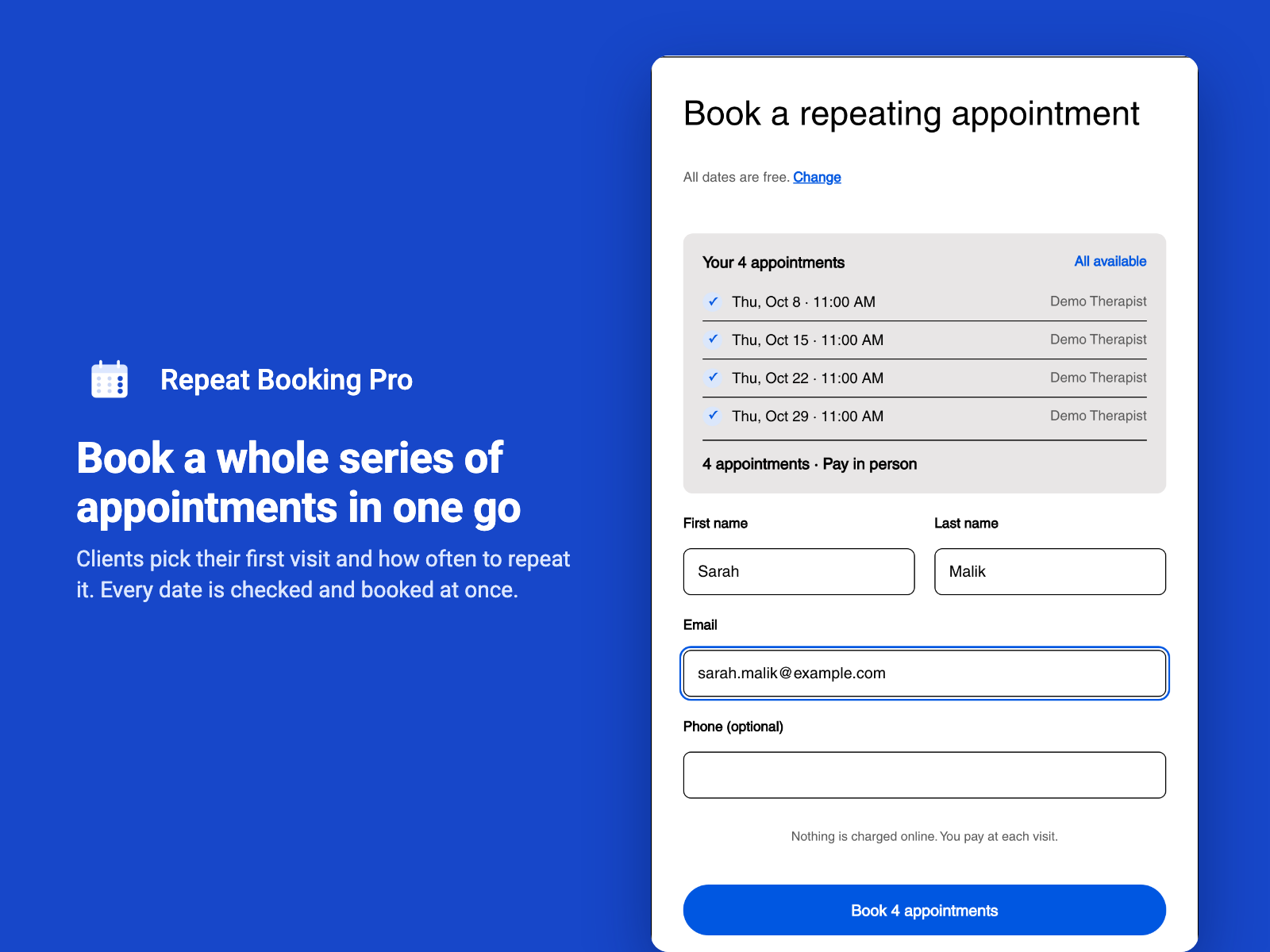 Repeat Booking Pro screenshot 1