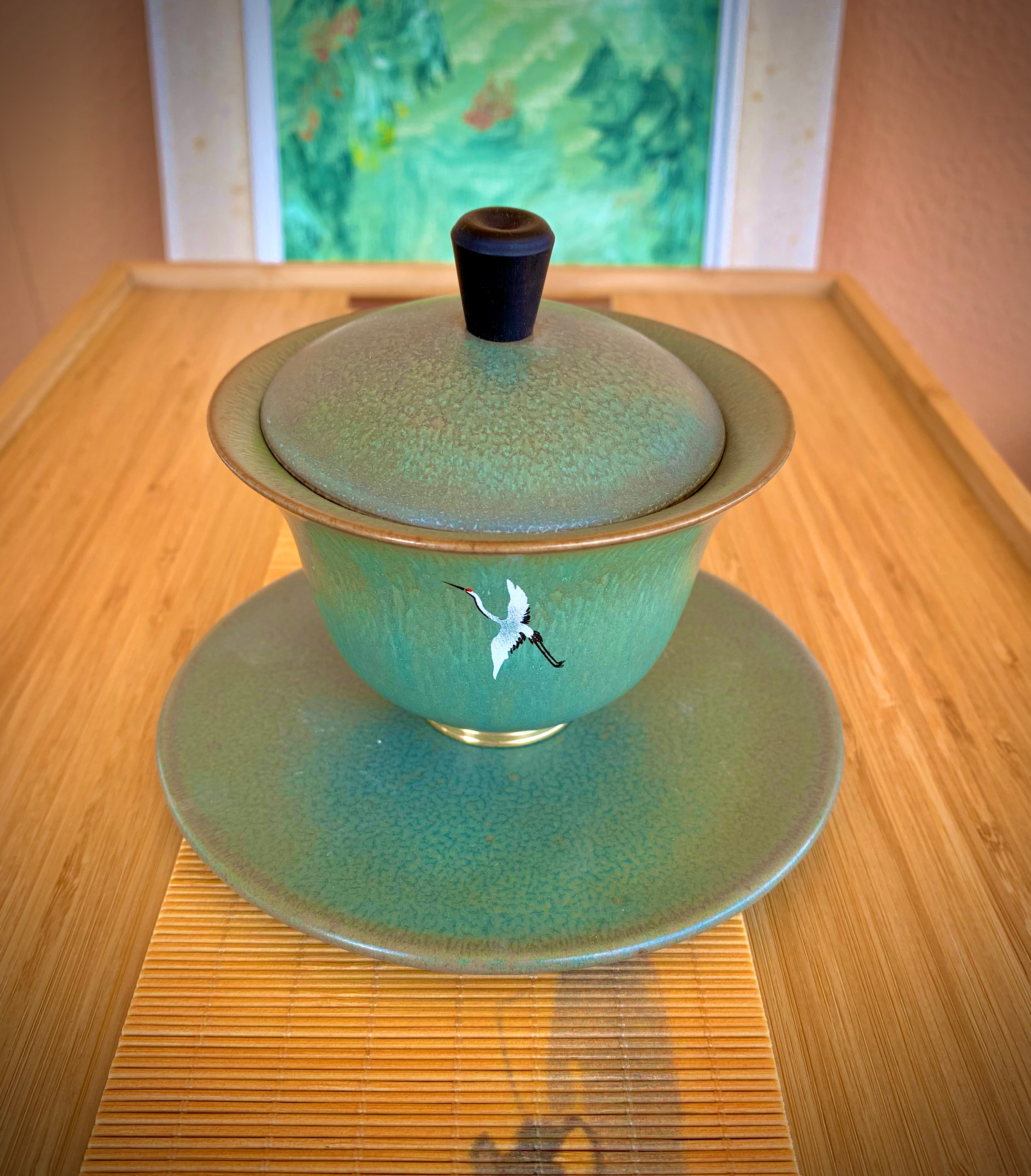 Green Bowl with Lid & Saucer