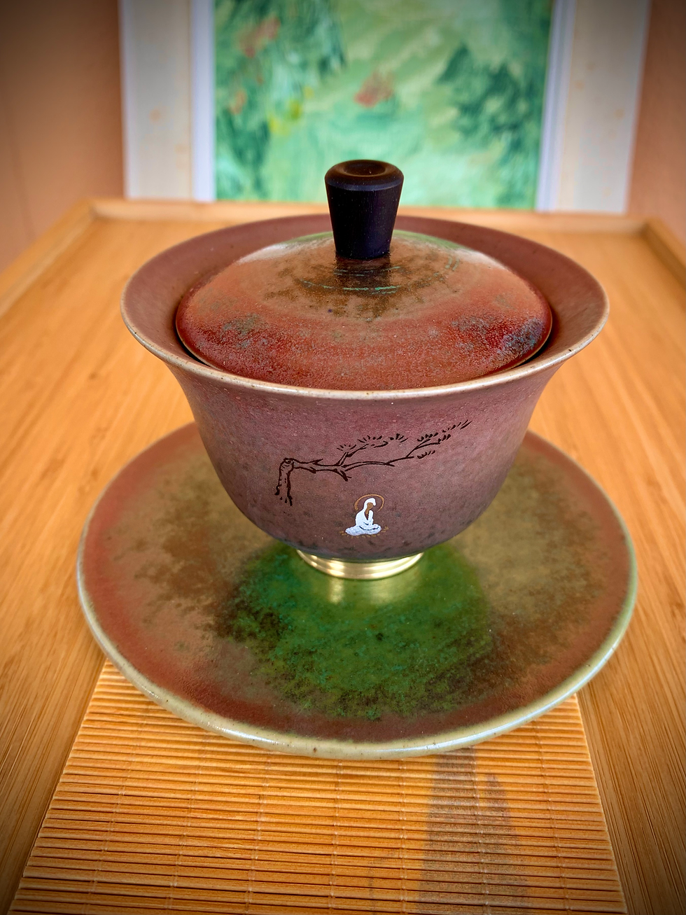 Burgundy Bowl with Lid & Saucer