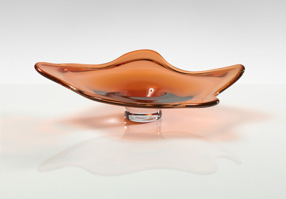 Thumbnail: Aurora Red  Shizuku Platter by KT Glassworks