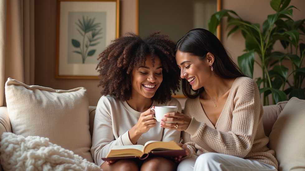 Eye-level view of a cozy reading nook with an open Bible and a cup of tea