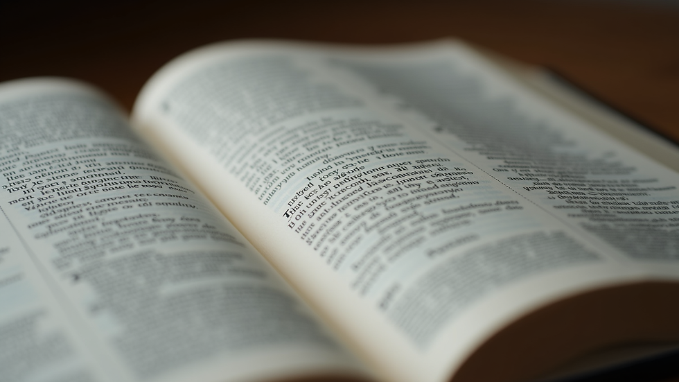 Close-up view of an open Bible with a highlighted verse