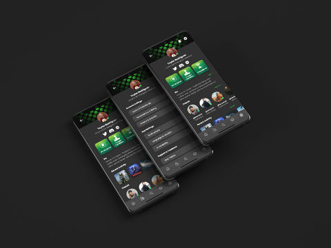 Game app UI/UX mockup showing navigation, menus, and interaction design