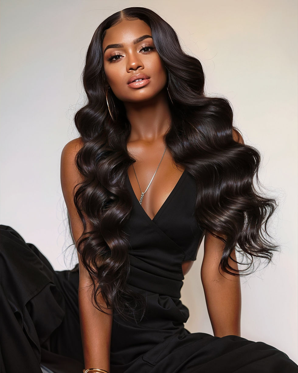 black woman with beautiful hair extensions