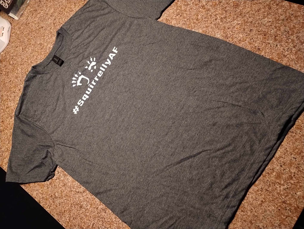 Thumbnail: 'Paws' Logo SquirrellyAF - Grey / White T-Shirt
