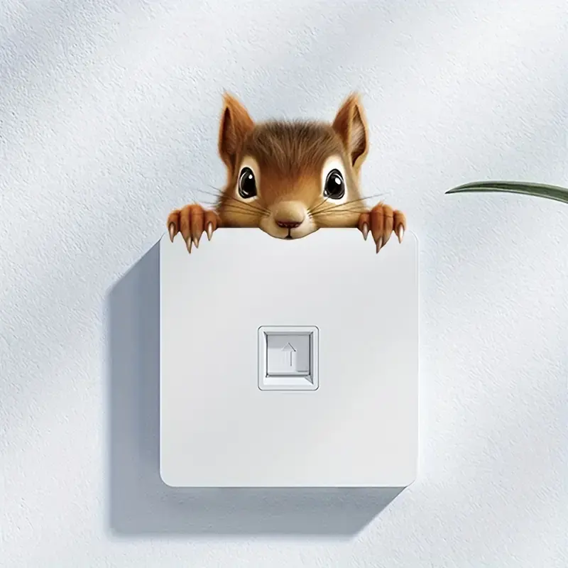 Cute Squirrel Light Switch Decal - 4x4in