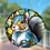 Thumbnail: 'Blue' Squirrel Suncatcher - 6in Circle