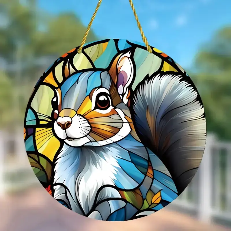 'Blue' Squirrel Suncatcher - 6in Circle