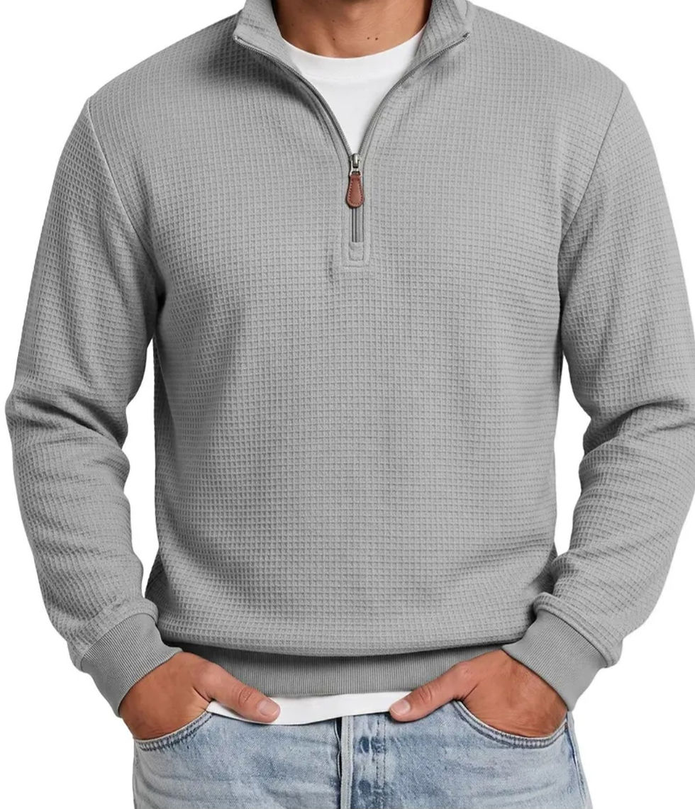 Thumbnail: Men's 1/4 Zip Waffle Soft Knit Pullover