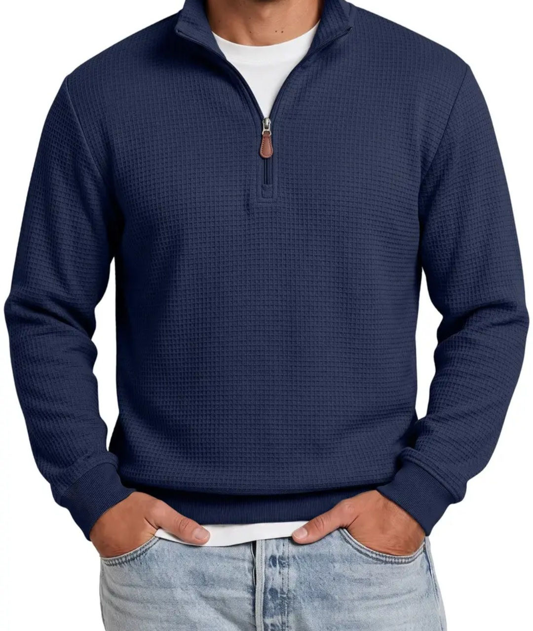 Men's 1/4 Zip Waffle Soft Knit Pullover