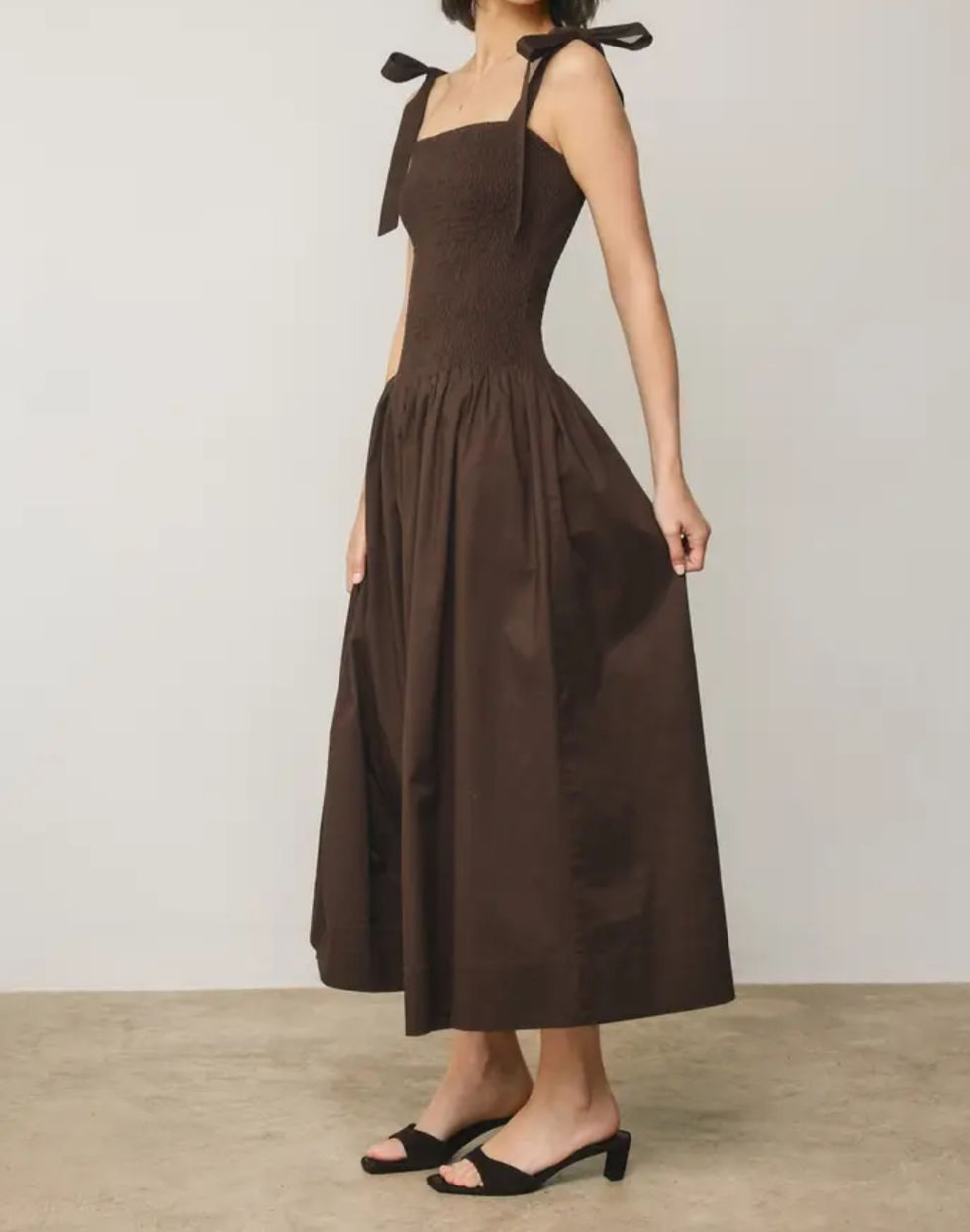 Thumbnail: Black Tie Strap Ruched Corset Maxi Dress