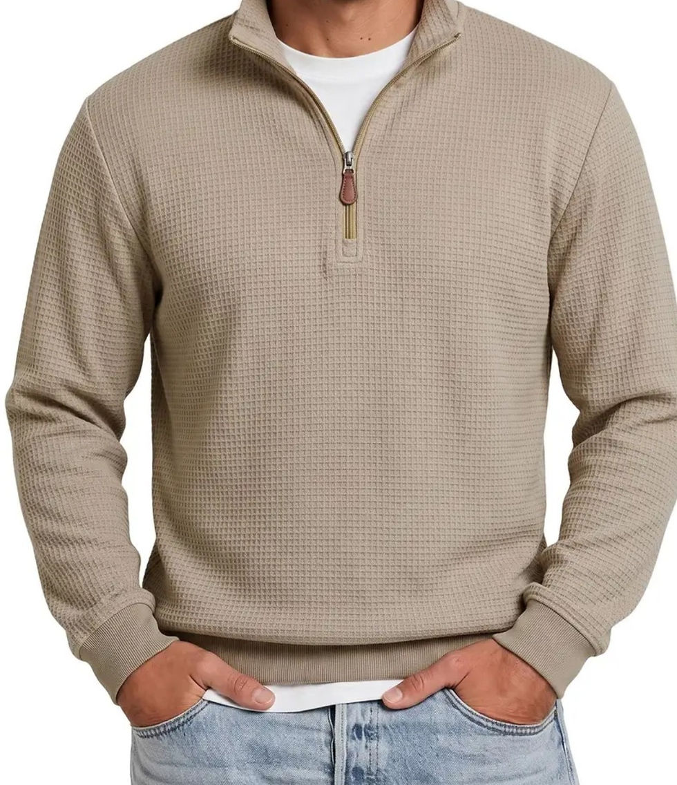 Thumbnail: Men's 1/4 Zip Waffle Soft Knit Pullover