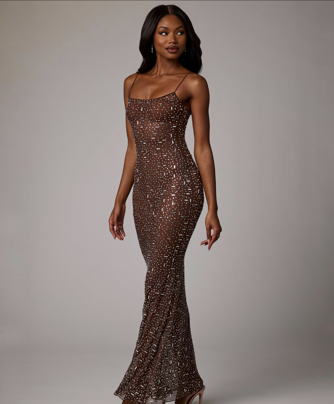 Antonella - Deep Cocoa, with slip dress