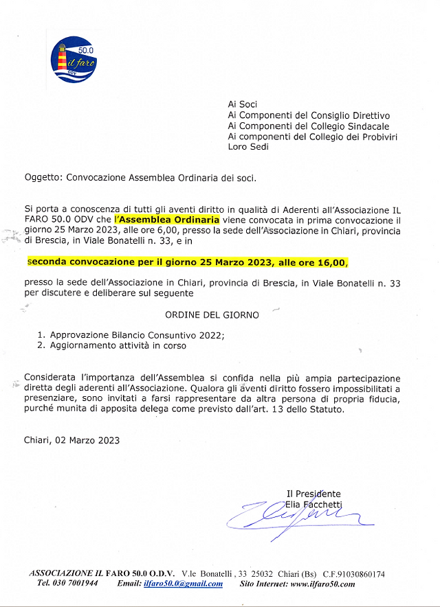 Lettera di convocazione incontro sindacale