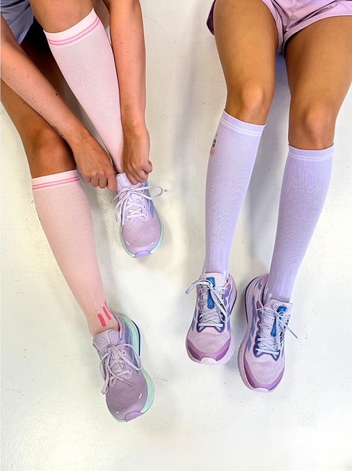 Løpesokker pastellilla pastellrosa, trening