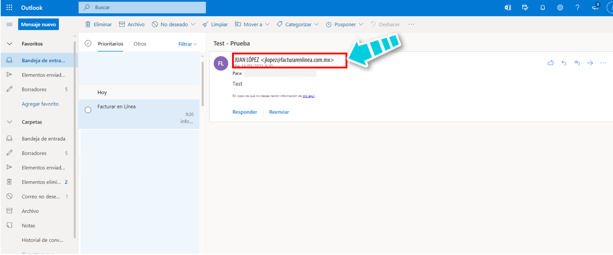 Ejemplo de verificación del remitente