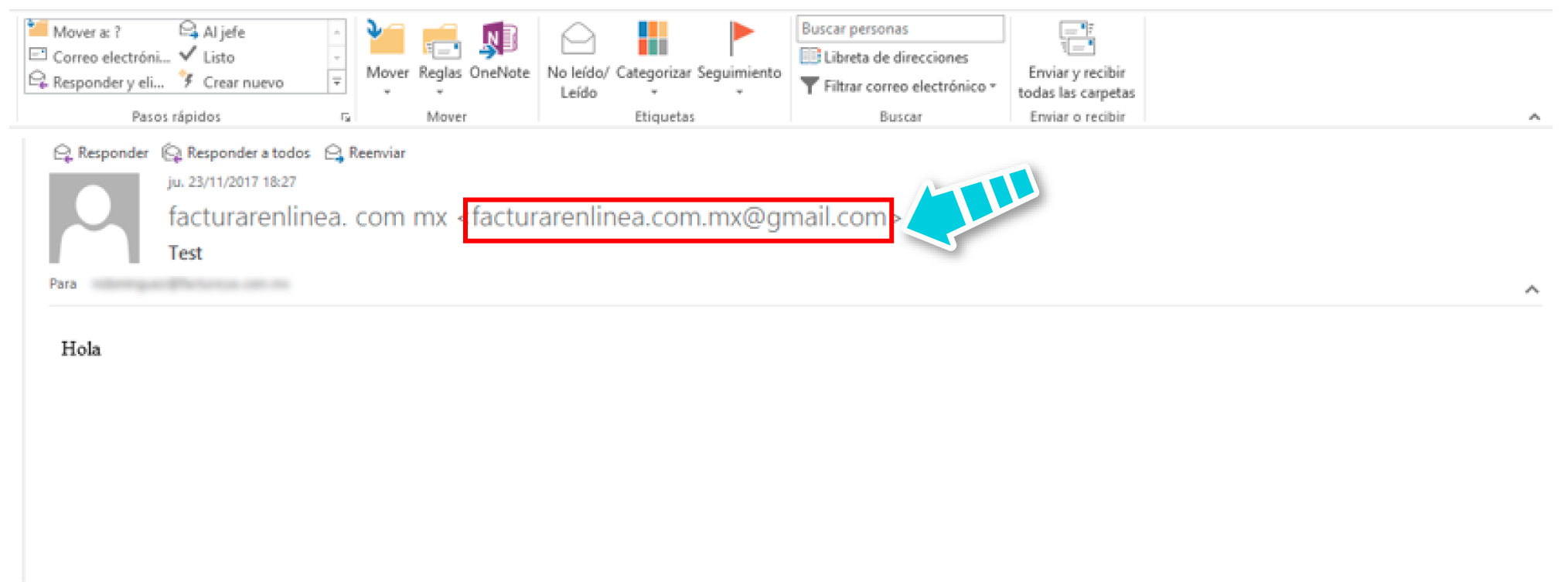 Ejemplo de verificación del remitente