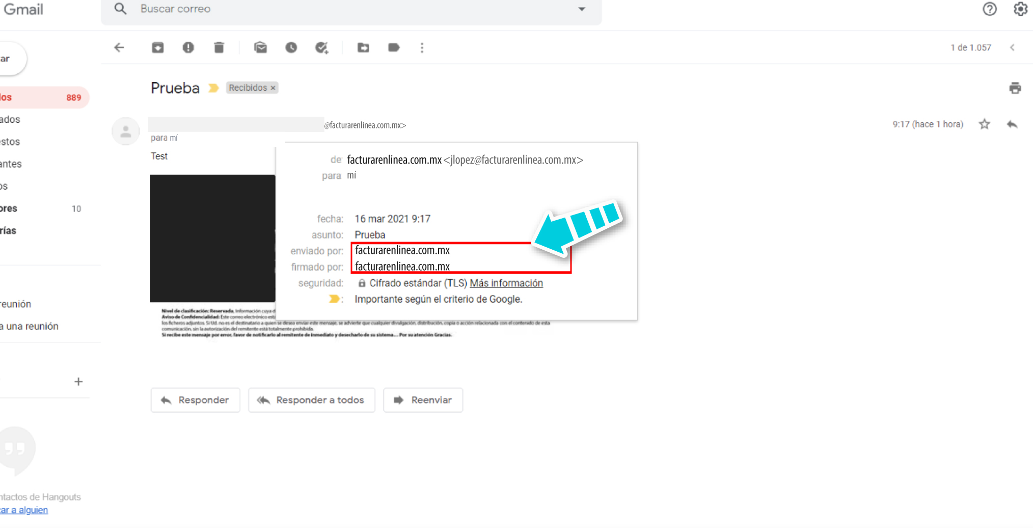 Ejemplo de verificación del remitente