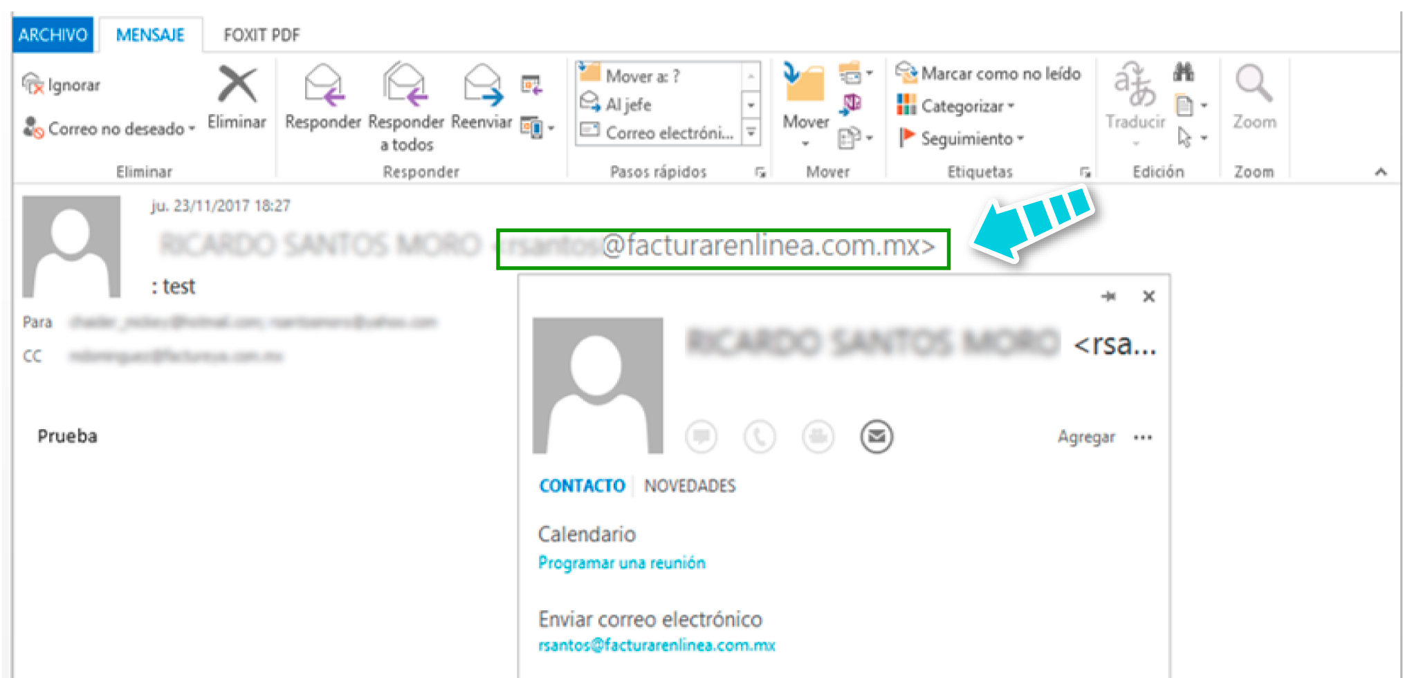 Ejemplo de verificación del remitente